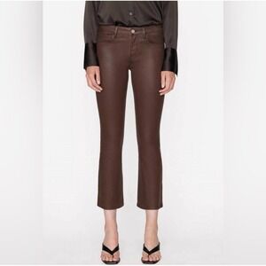 FRAME Le Crop Mini Boot in Dark Chocolate Women's Size 33 Coated Jeans